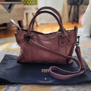 FRYE Melissa Amethyst Washed Leather Satchel Bag
